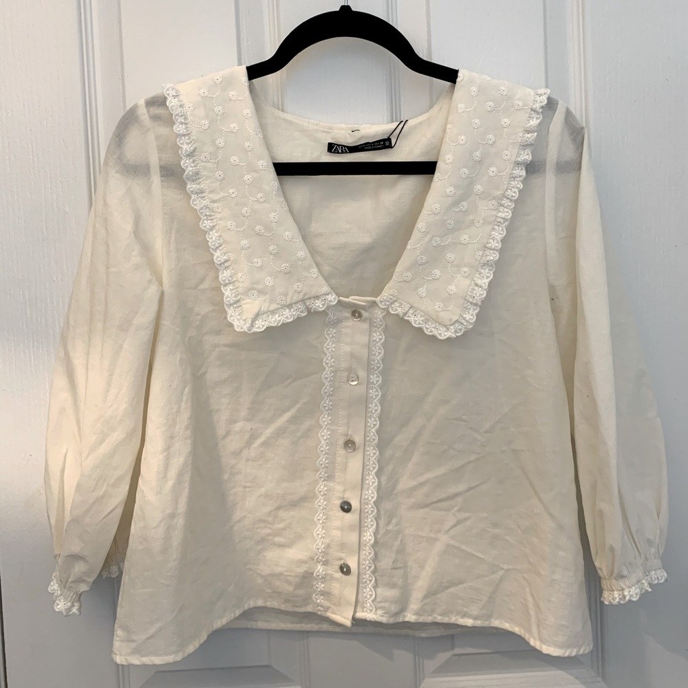 ZARA NEW with tags #PeterPan #Collar Shirt